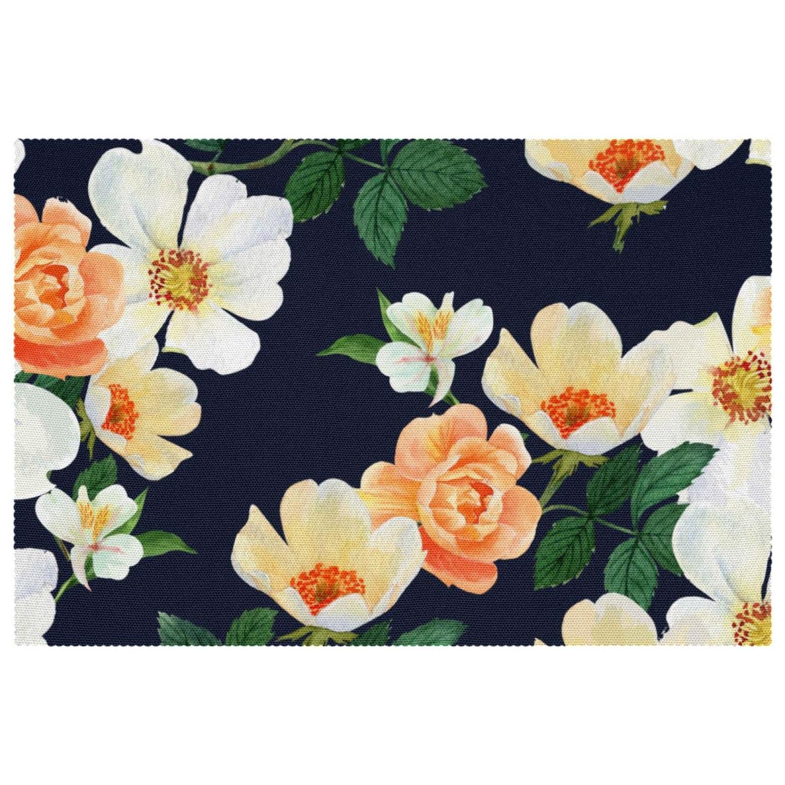 Set de table floral x6 pour salle à manger 30x45 cm antidérapant et résistant à la chaleur