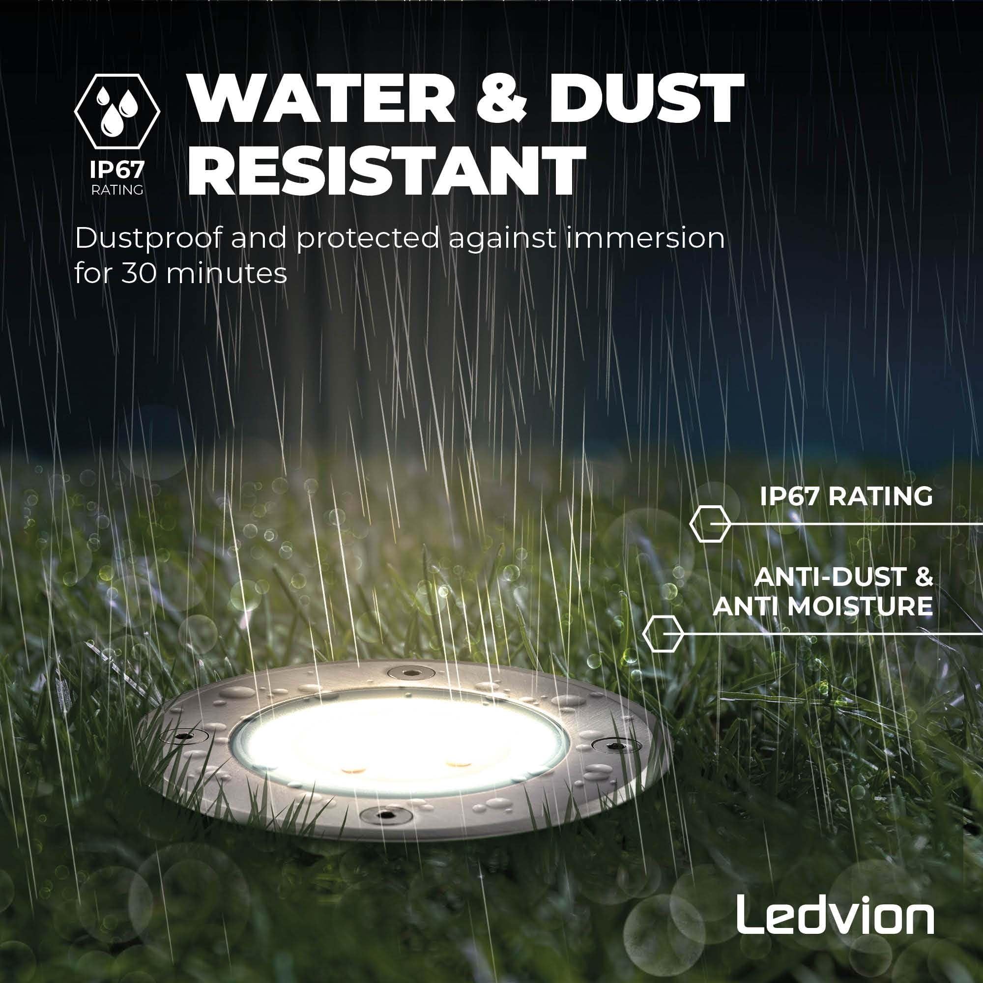 Ledvion 3 Pack LED Outdoor Ground Light IP67 3W 230V 345Lm 4000K GU10, Neutral White, 3x - Image 4