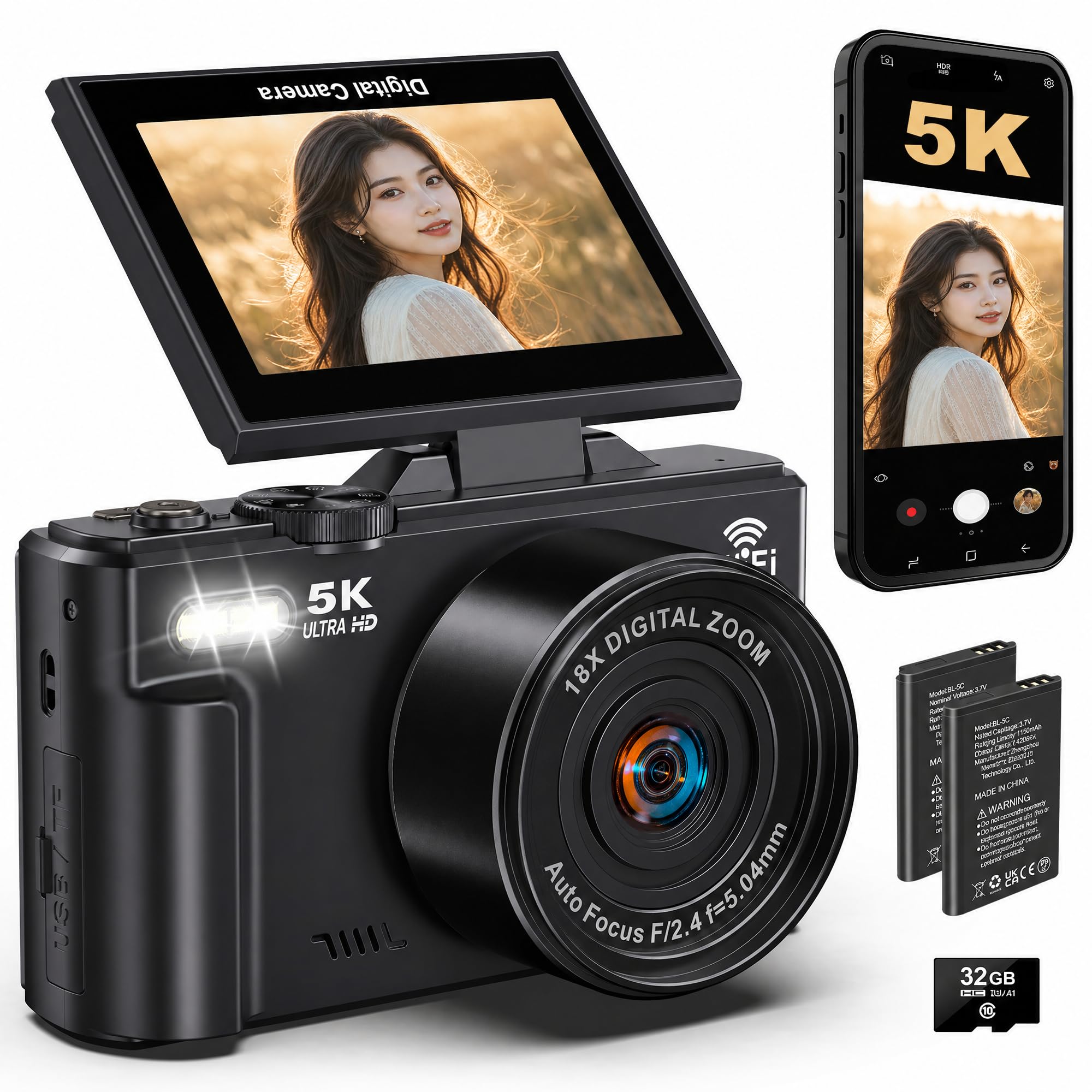 5K Digital Camera for Photography- WiFi UHD Vlogging Camera with 18X Zoom-image-49