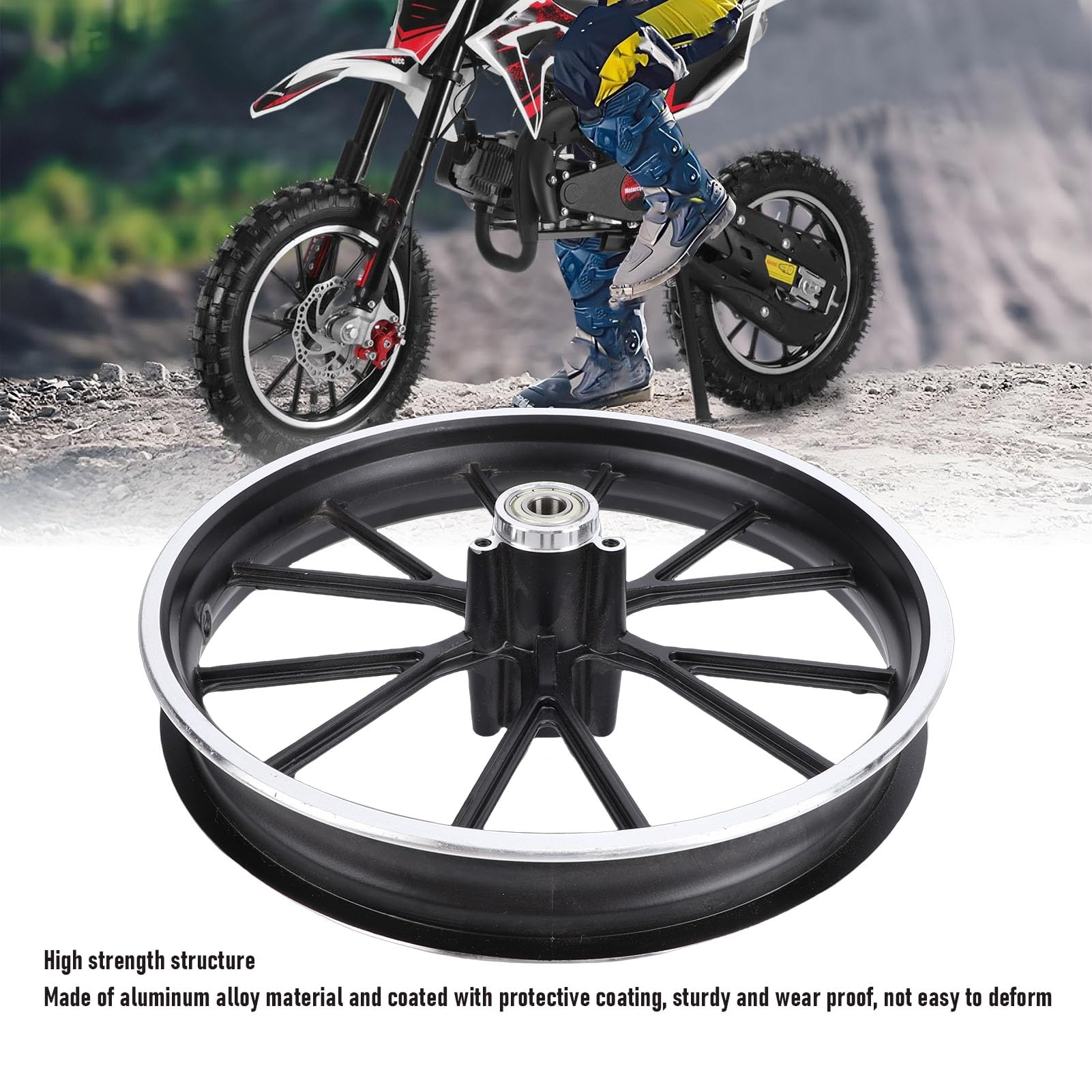 Cerchio in Lega di Alluminio 2.50-10 per Mini Bici Elettrica Pocket Bike Dirt Bike Ruota Posteriore 10 Pollici