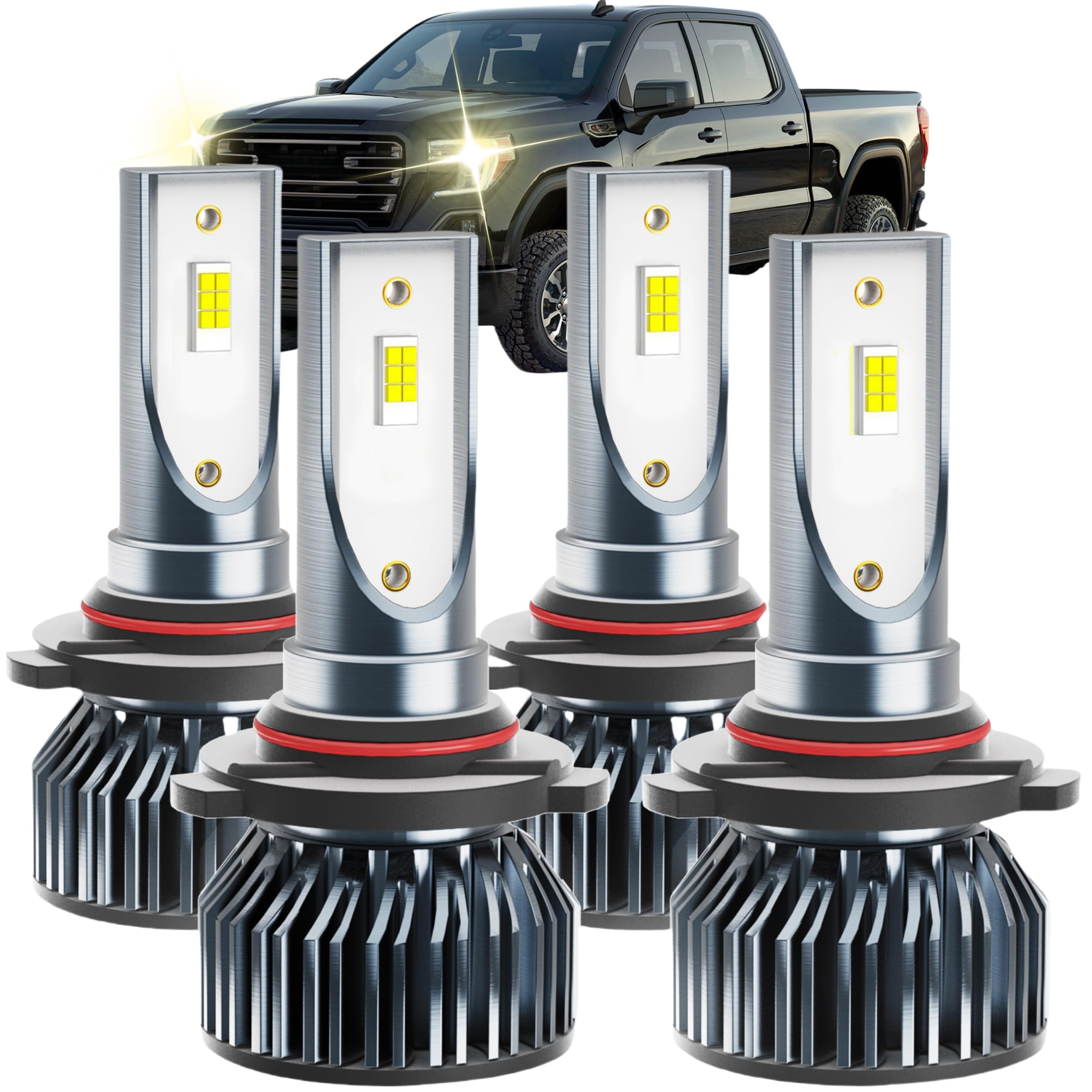 Sierra Dedicated Accessory,Fit for 1999 2000 2001 2002 2003 2004 2005 2006 Sierra,6000 K Dedicated 05 H 06 L,Plug and Play,No Errors,Pack of 4