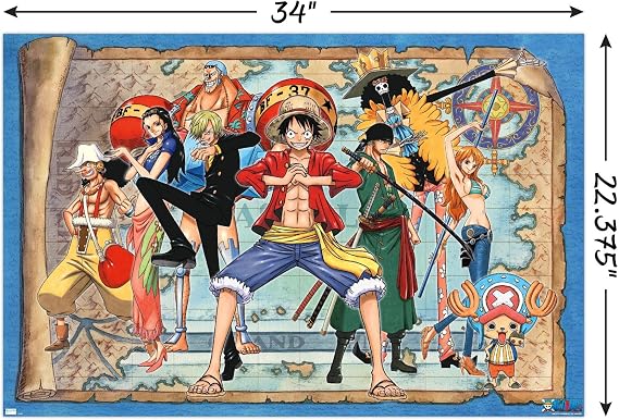 One Piece - Group Map Wall Poster, 34L x 22.4W, Unframed Version