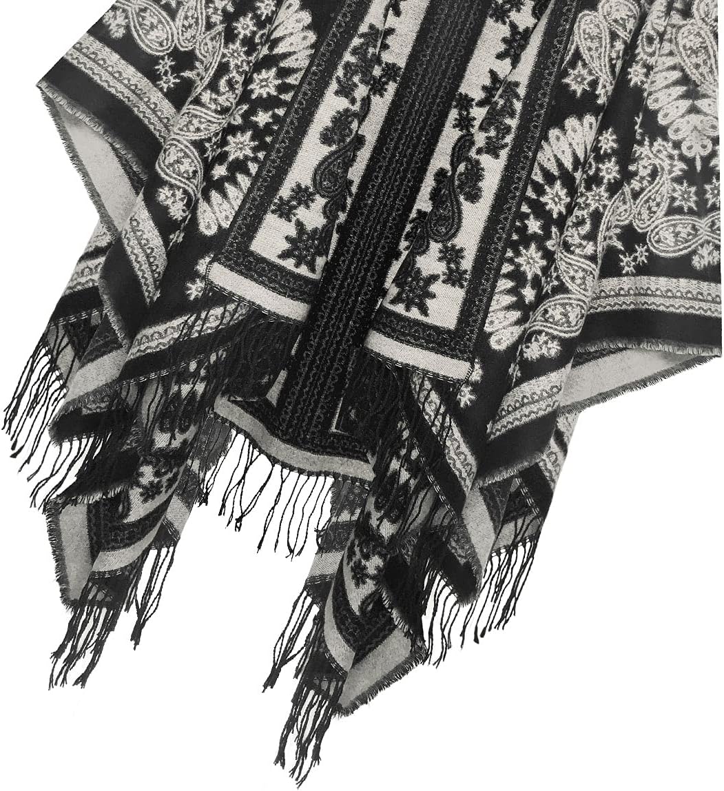 Urban CoCo Women's Printed Tassel Open front Poncho Cape Cardigan Wrap Shawl - Image 6