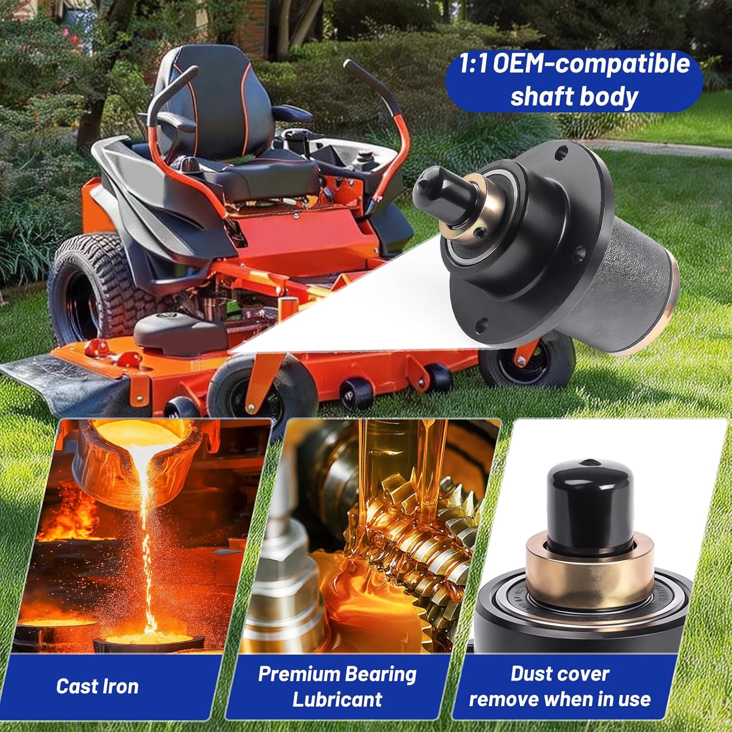 037-6015-50 Deck Spindle Assembly, Compatible with Bad Boy CZT, ZT Elite, Pup Lightning Series - 48 50 52 60 72 Inch Deck Zero Turn Mowers, Replaces Bad Boy 037-6015-00, 037-6015-50（1Pack）