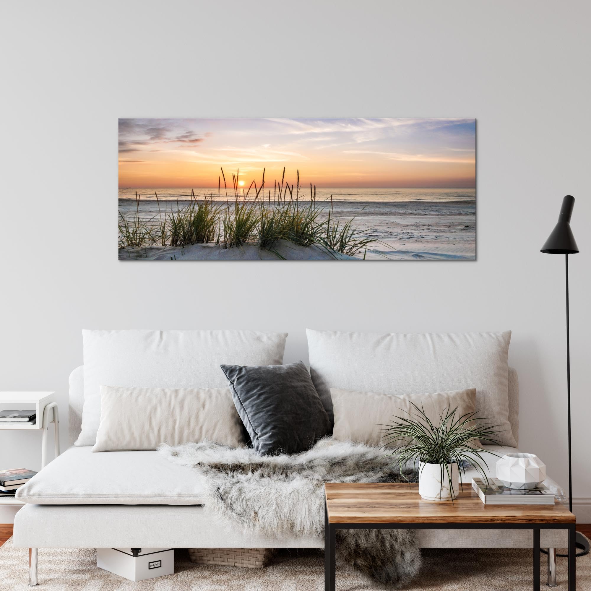 Runa Art - Schilderijen Strand Zee 200 x 100 cm 5 Delen XXL Muur Decoratie Design Blauw 611951a