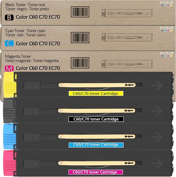 C60 C70 Toner Cartridge 006R01655 006R01656 006R01657 006R01658 Black Cyan Yellow Magenta Toner Cartridge Replacement for Xerox C60 C70 Toner Compatible with Xerox Color C60 C70 Printer