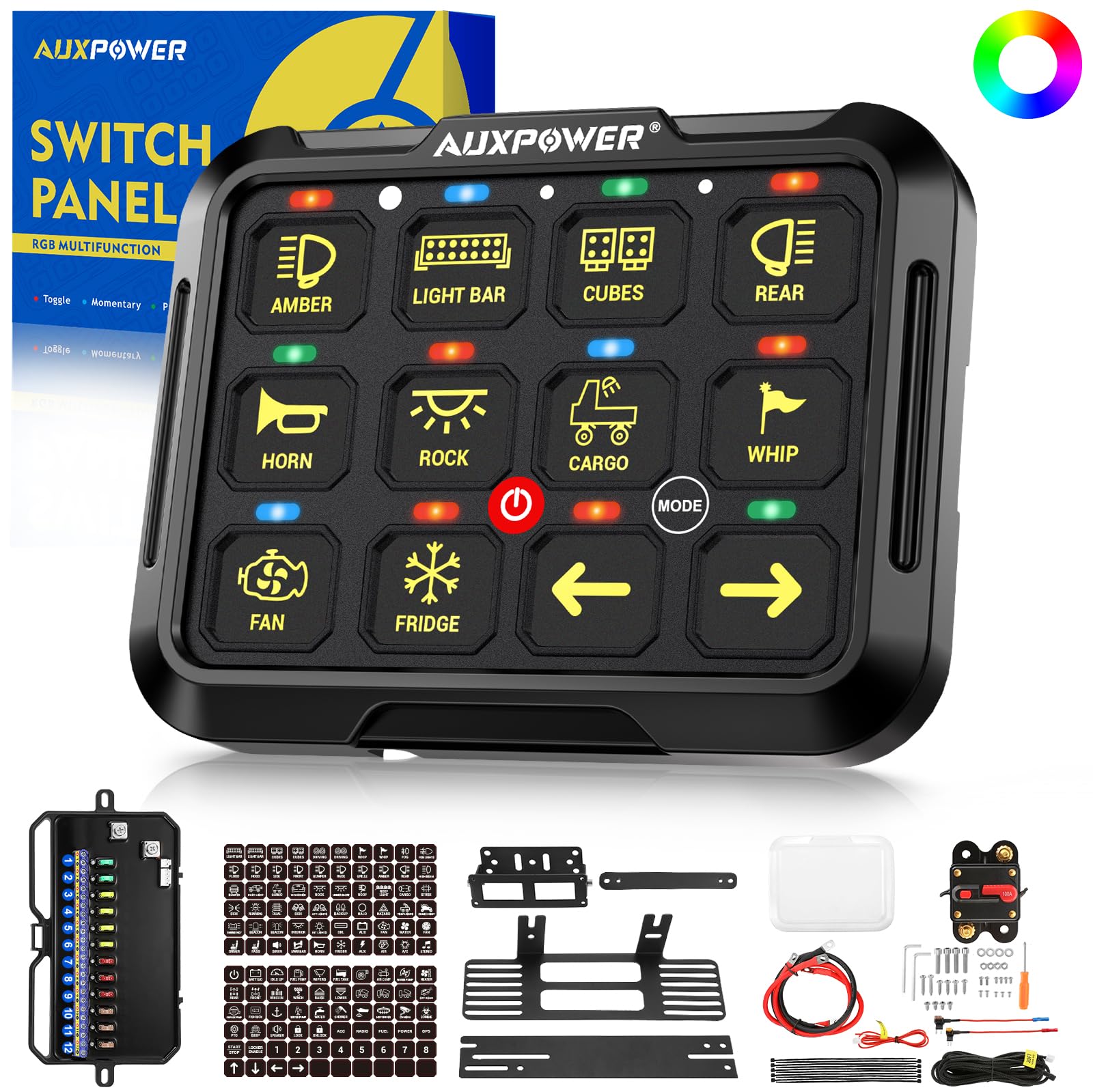 Amazon.com: Auxpower RGB 12 Gang Switch Panel A212 3 Modes Toggle