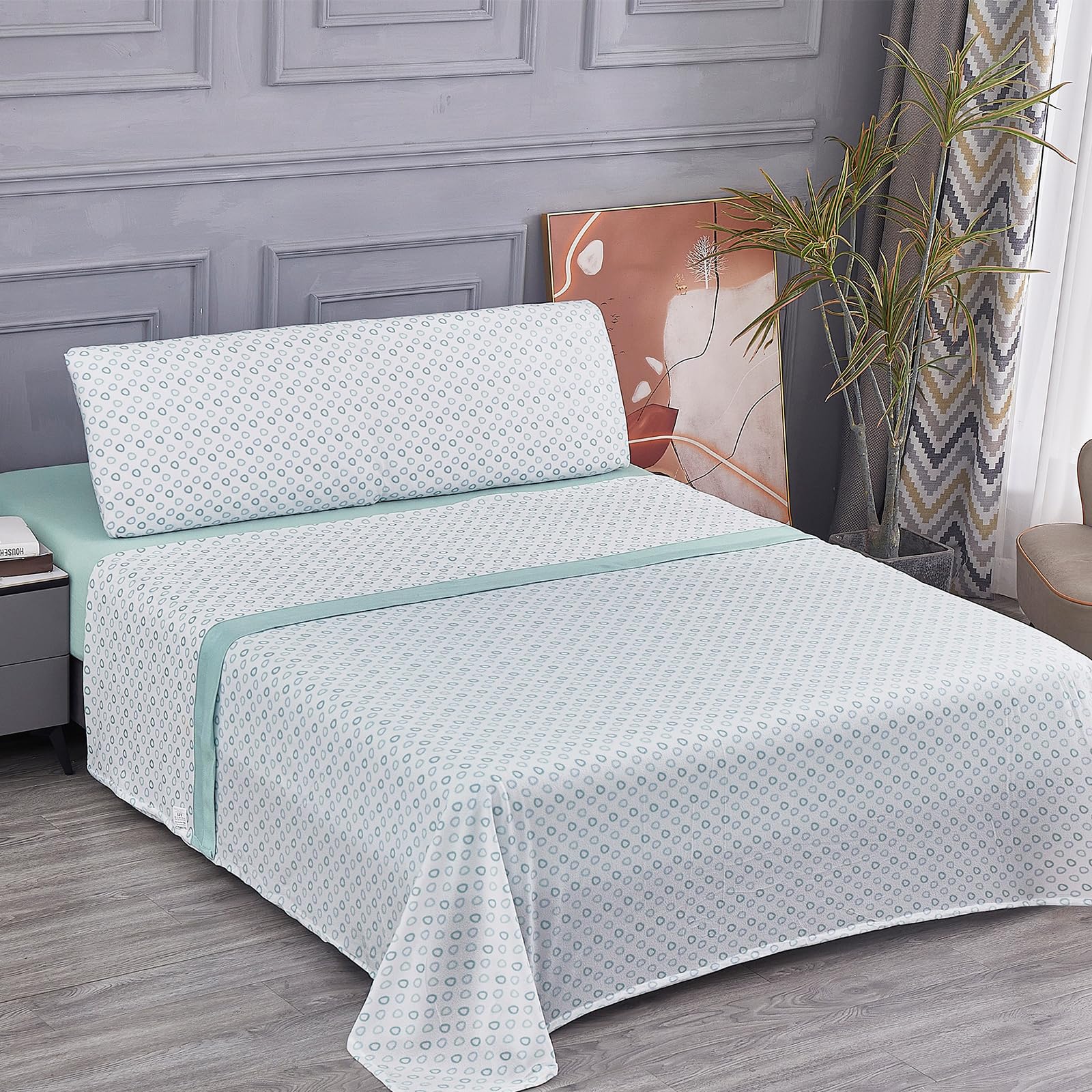 🛏️ Sábanas Bajeras Térmicas De Terciopelo De Cristal – 3 Piezas: 150x200+25cm + 2 Fundas De Almohada – Súper Suaves, Verdes