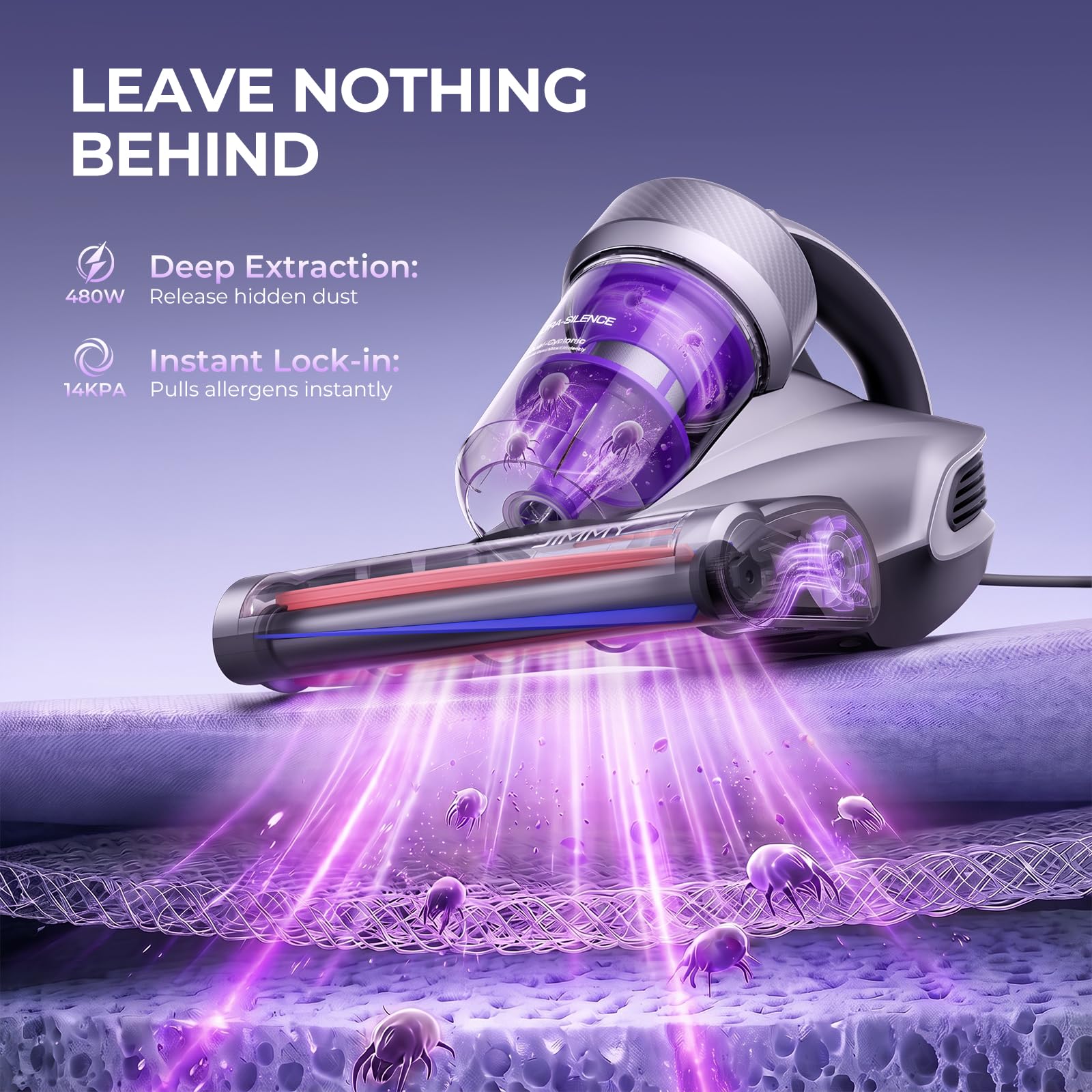 JIGOO T600 Mattress Bed Vacuum Cleaner with UV-C Light, 15Kpa Suction, 700W thumbnail 7