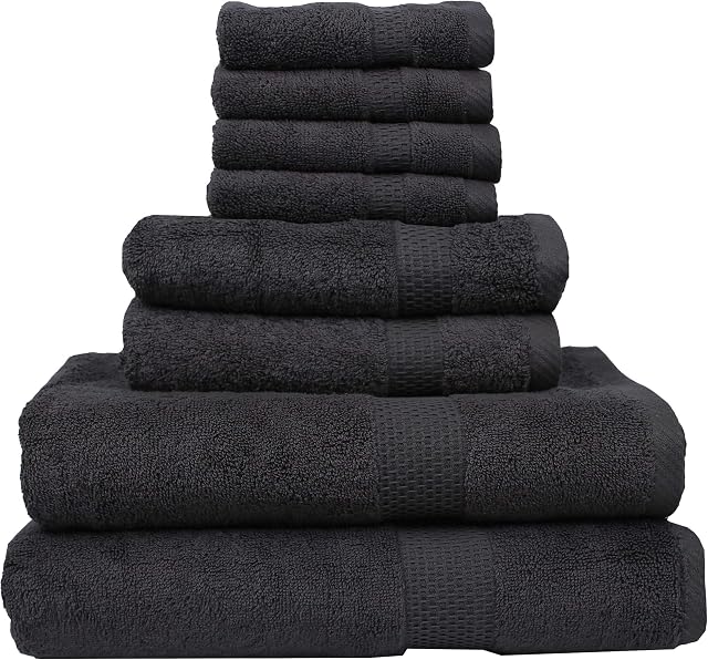 CB CASABELLA THE ULTIMATE LINEN 8 Piece Towel Set 100% Combed Cotton Towel 650 GSM Pack Premium Quality Towels Pack For Bathroom Gym Hotel Spa And Travel Hand Towel Face Cloth Bath Towels