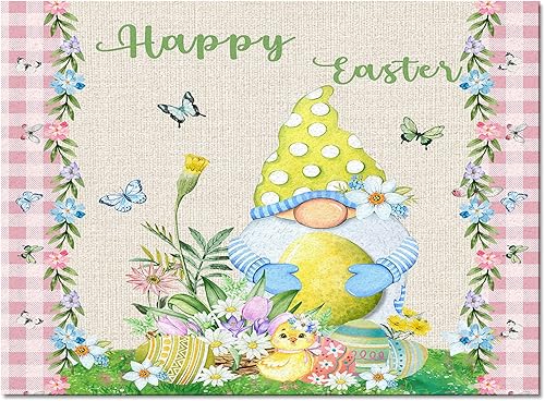 Fluffy Area Rugs for Living Room60x82in Non-Slip Accent Rug Ultra Soft Carpet Happy Easter Gnome and Flowers Washable Indoor Floor Mats for Bedroom