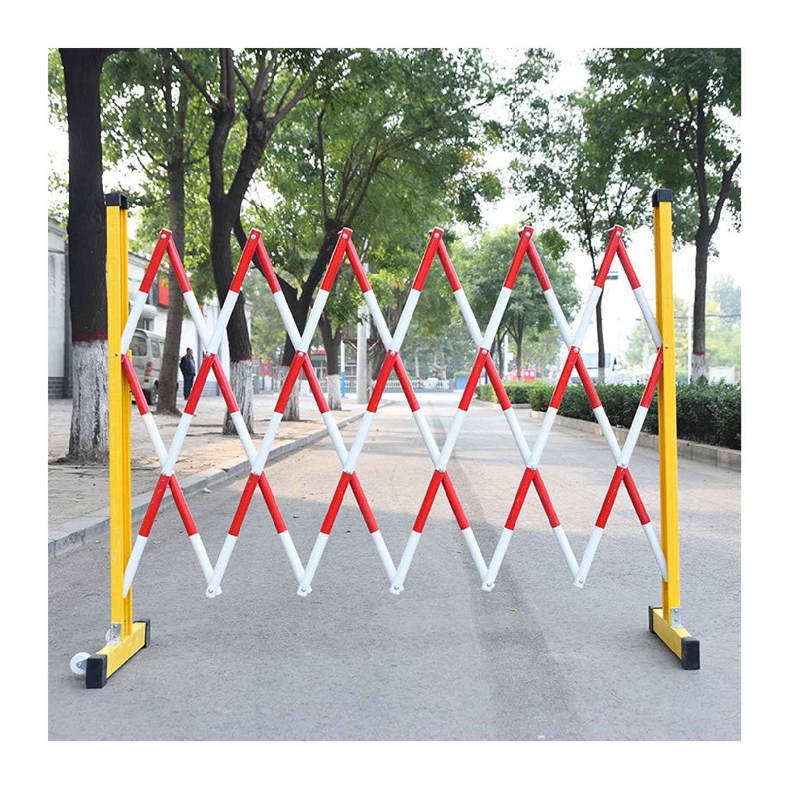POLGDW Traffic Barricade, Expandable Red and Black Mobile Parking Barrier, 3.9ft Tall Retractable Traffic Fence (Rosso 47x59in)