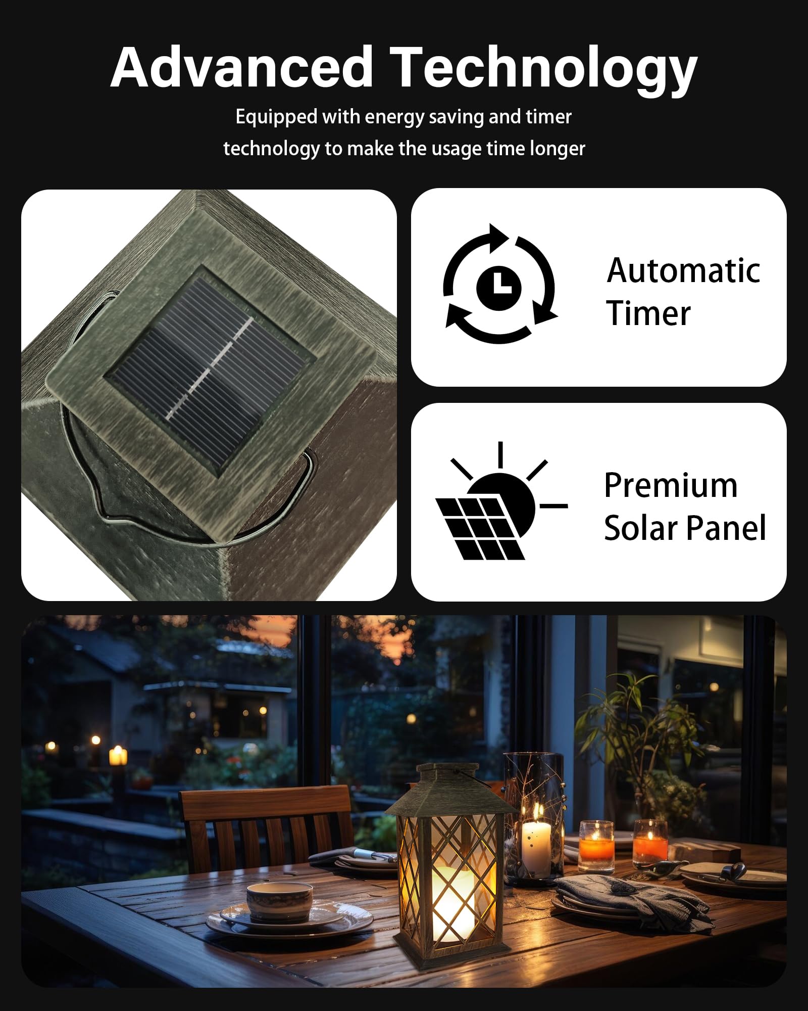 SHYMERY Solar-Laterne, für den Außenbereich, Garten, hängende Laternen, 35,6 cm, hält 3 x länger, 10 Lumen, wasserdicht, LED, flackernde, flammenlose Kerze, Missionslichter für Tisch, Outdoor, Party,