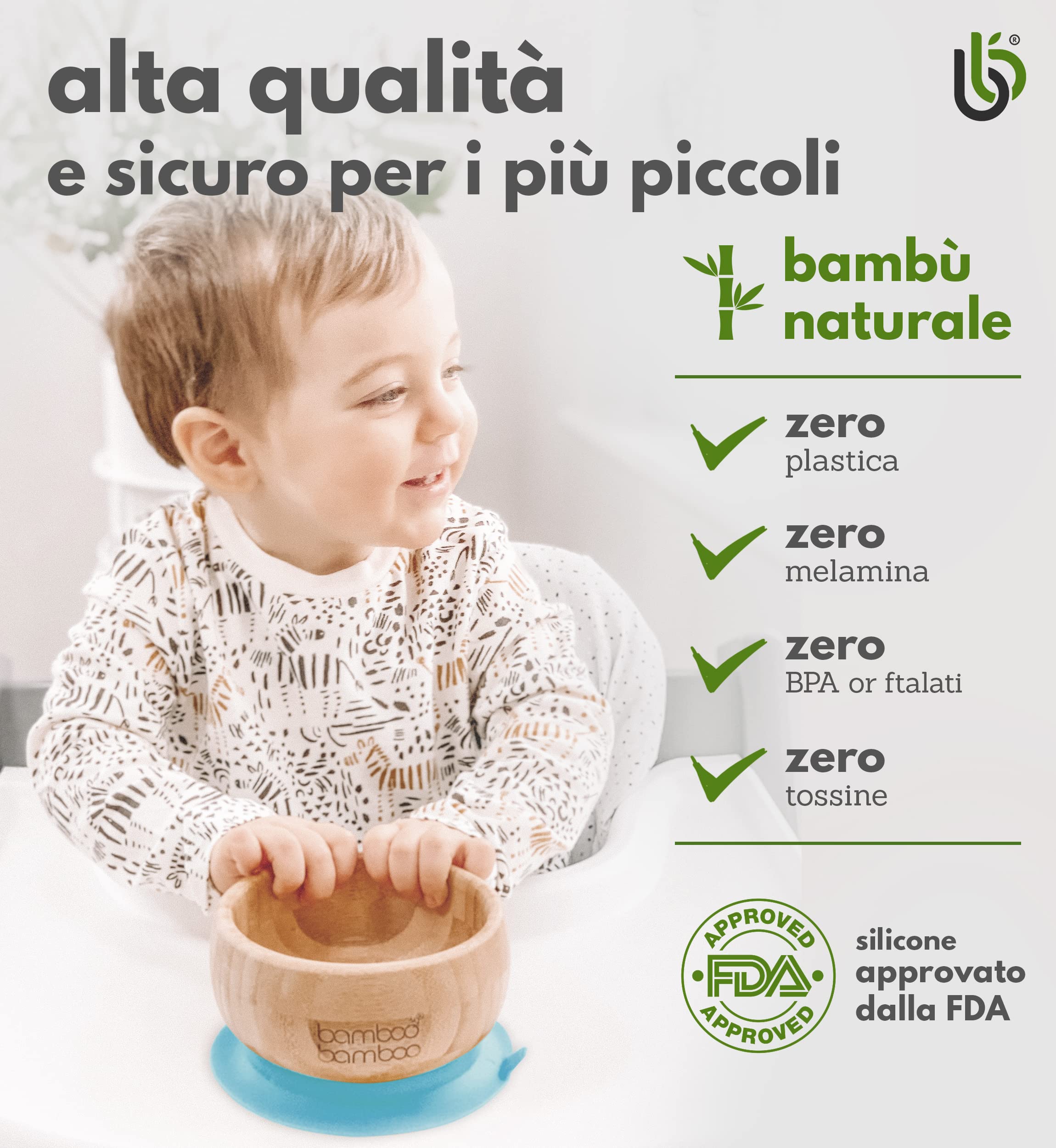 bamboo bamboo Ciotola Baby & Cucchiaio Set, Ciotole Svezzamento, Ciotola Ventosa con Anello Silicone, Ciotole Toddler con Cucchiaio Baby, Ciotola per Bambini da 6 Mesi (Blu)