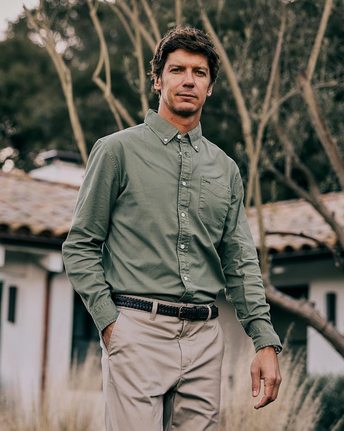 Huckberry Flint and Tinder Men's Classic Oxford Draftsmen Button Down Shirt- Stretch Fabric- Button Down Shirts for Men