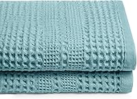 Vista 34 de GILDEN TREE Juego de 4 toallas tipo gofre para ducha, exfoliantes, de secado rápido, de algodón, estilo clásico (aguamarina)