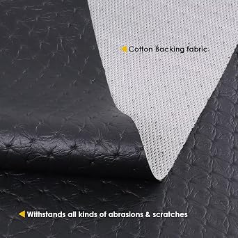 1/2 Yard Faux Leather Fabric, Synthetic Leather Fabric Sheet, Lightweight Waterproof for Replacement Renovate Car Interiors Furniture Decoration DIY Craft Black