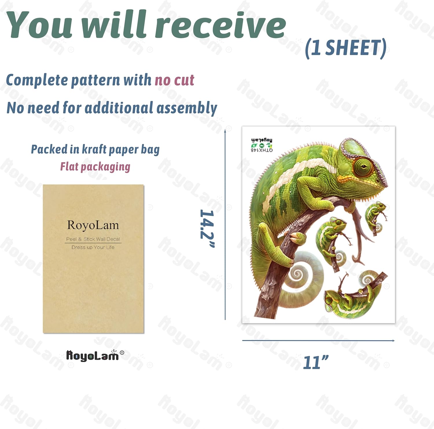 Green Chameleon Wall Decals Removable Lizard Vinyl Stickers for Nursery Living Room and Bathroom Nature Animal Decor Peel and Stick Wall Art - Image 4