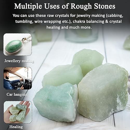 Miniatura 5 de Crocon Piedra natural en bruto de jade verde a granel, piedras preciosas crudas, gema de pulido, generador de energía, equilibrio de chakras, reiki