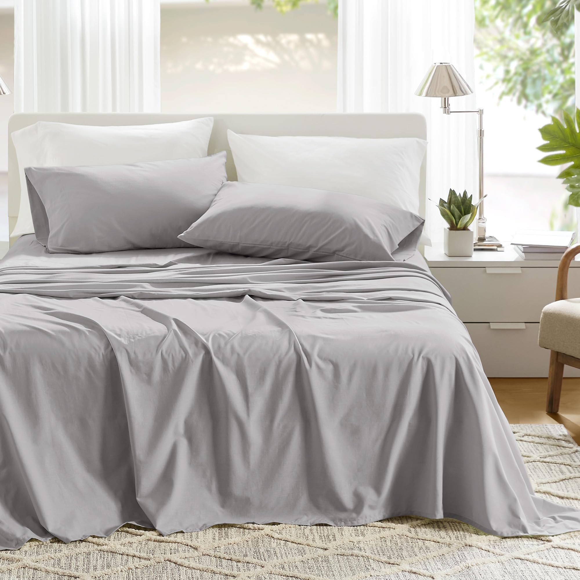 Comfort Spaces 100 Cotton Sheet Set Breathable Lightweight Soft with 14 Elastic Pocket Fits up to 16 Mattress