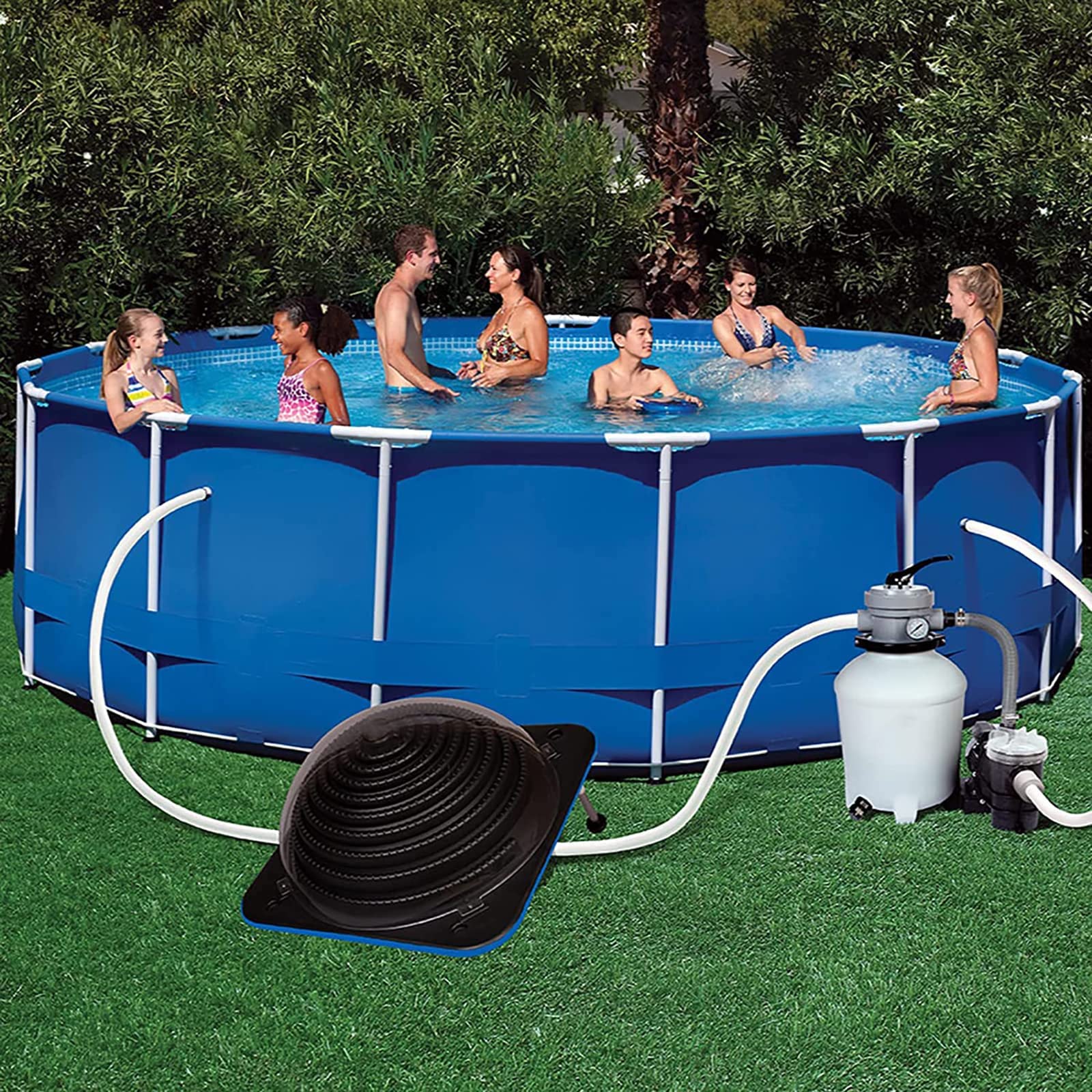 Chauffe-piscine à dôme solaire hors sol - Équipement de chauffe-piscine creusée avec raccord de tuyau pour grandes piscines - Chaleur efficace pour une utilisation à la maison et à l'extérieur - Plu