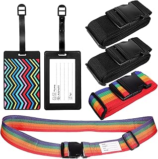 Mala De Mão 4 Pçs Alças De Bagagem Ajustáveis Alças De Bagagem Cintos De Mala Antiderrapantes Acessórios De Viagem Para Todas As Malas De Bagagem Com Etiquetas De