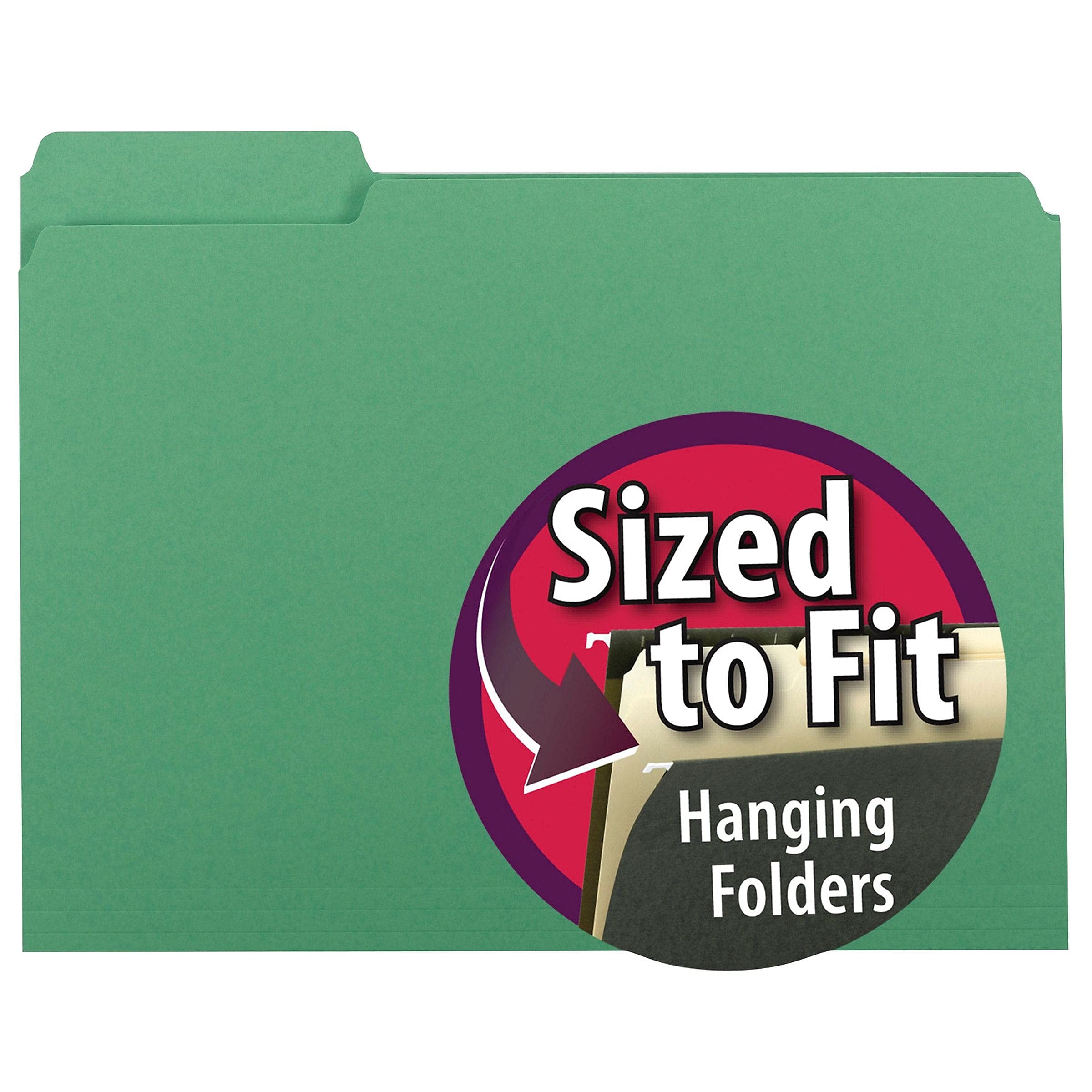 Smead File Folders 1/3 Cut Letter Green (100) Plastique Vert fichier - fichiers (Plastique, Vert, Letter, 295,3 mm, 233 mm)