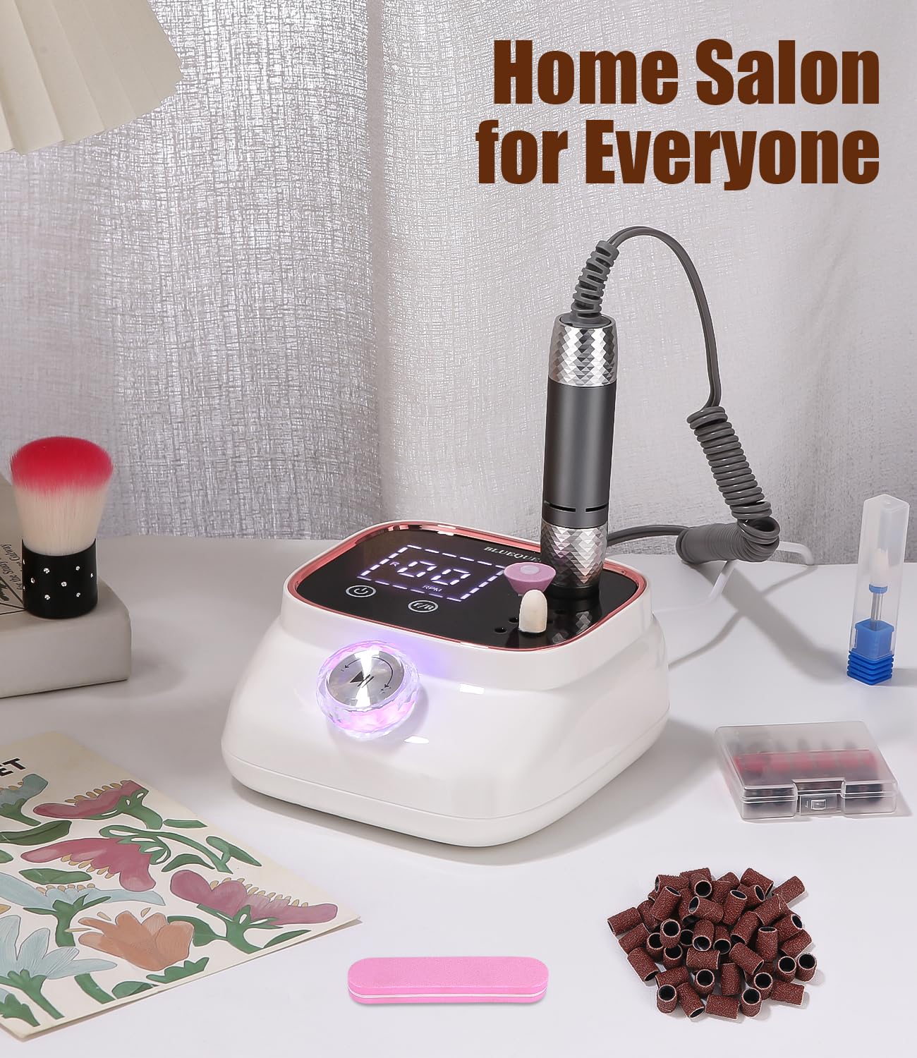 Ponceuse Pour Ongles Professionnelle, Lime A Ongle Electrique, 45000RPM, Ponceuse Ongles avec Écran LCD, Ensemble d’accessoires Kit avec Manucure Pédicure, pour Salon, Usage Maison