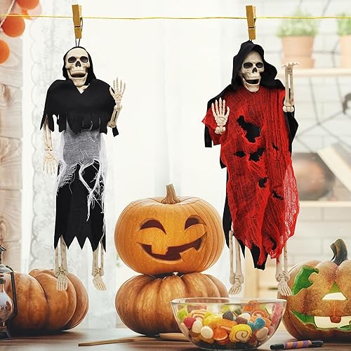 Miniatura 5 de JOYIN 2 piezas de 16 pulgadas de decoración de Halloween de esqueletos de Halloween de cuerpo completo posable