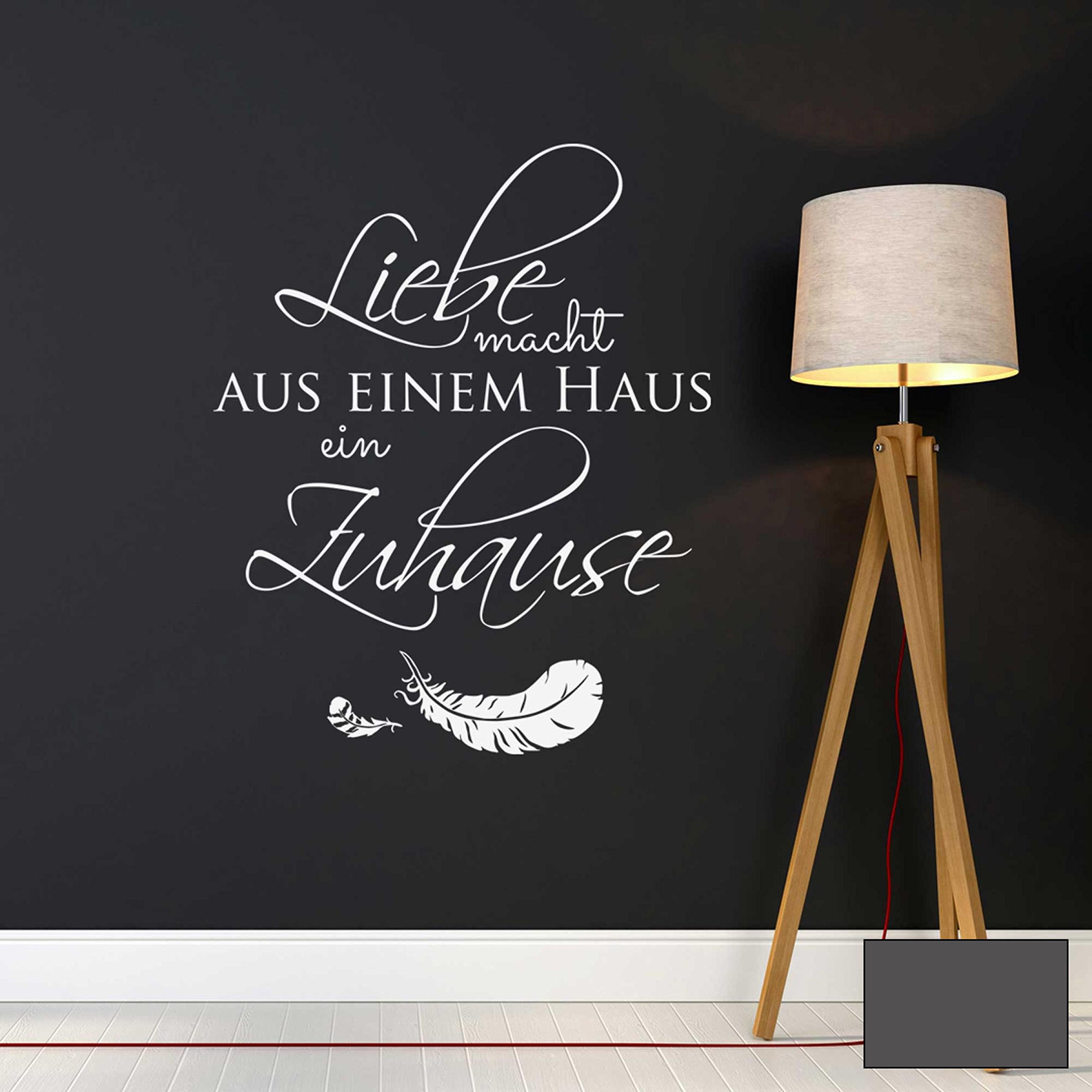 Wandtattoo Wandaufkleber Wandsticker Aufkleber Sticker Spruch Liebe macht aus einem Haus ein Zuhause M1972 ausgewählte Farbe: *dunkelgrau* ausgewählte Größe: *XL - 80cm breit x 100cm hoch*