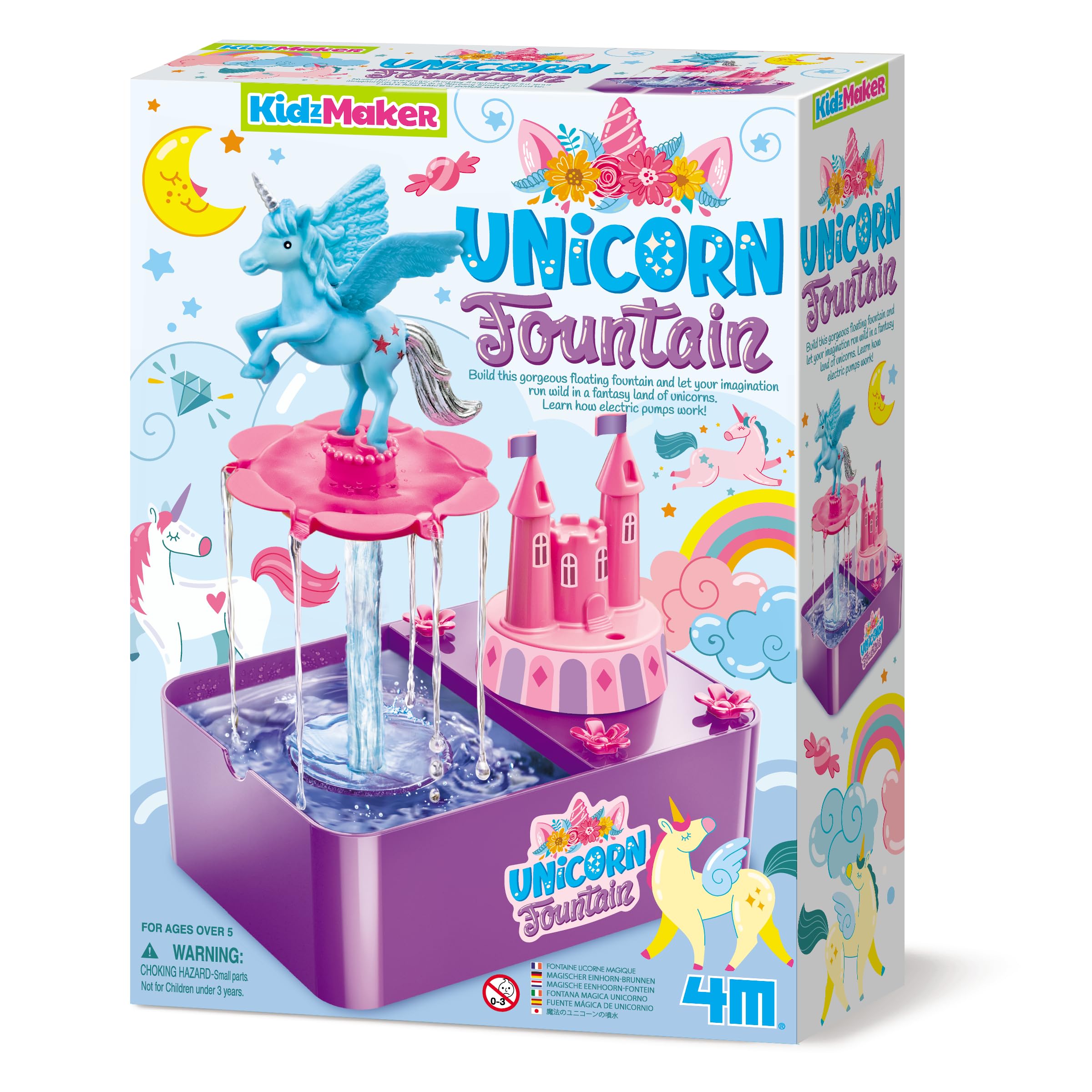 KidzMaker - Unicorn Fountain - Build a floating fountain and learn about the science of electric pumps, for kids ages 5-12 years