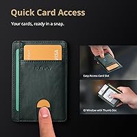 Vista 204 de Buffway - Billetera delgada minimalista de cuero con protección RFID para hombre y mujer Café Lichee