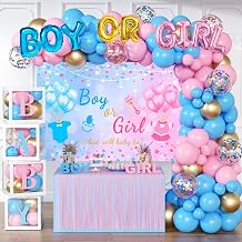 Gender Reveal Baby Balloon Boxes Decorations - 138pcs Pink and Blue Balloon Garland Arch Kit, Boy or Girl Backdrop, 4pcs Baby Box With Letters, Boy or Girl Gender Reveal Party Supplies