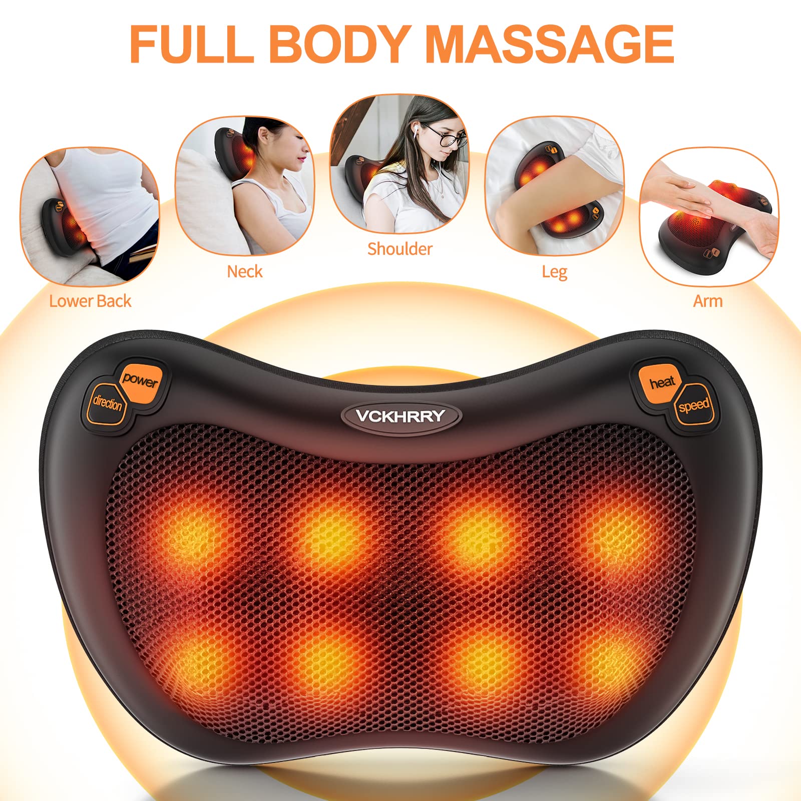 Cuscini per Massaggi Elettrici Cuscino Massaggiante per 3 Velocità Massaggiatore per Il Collo a 8 Nodi Cuscino Massaggiante Cervicale con Funzione di Riscaldamento Adatto per Ufficio Auto a Casa