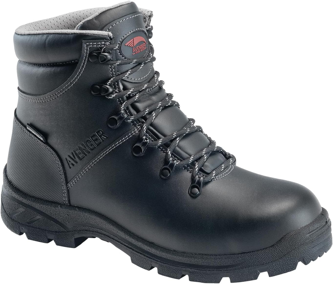 AVEN6 Men's Soft Toe Black Work Boots A8624 Waterproof EH SR Safety Shoes Black 7.5-M