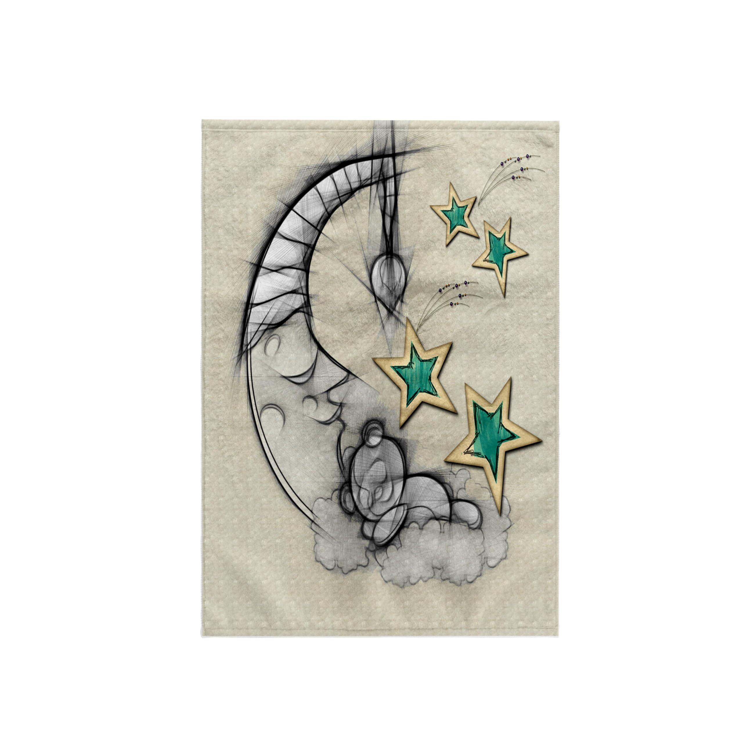 3Drose White Sleepy Crescent Moon And Star Fun Art Towel, 15 X 22-Inch