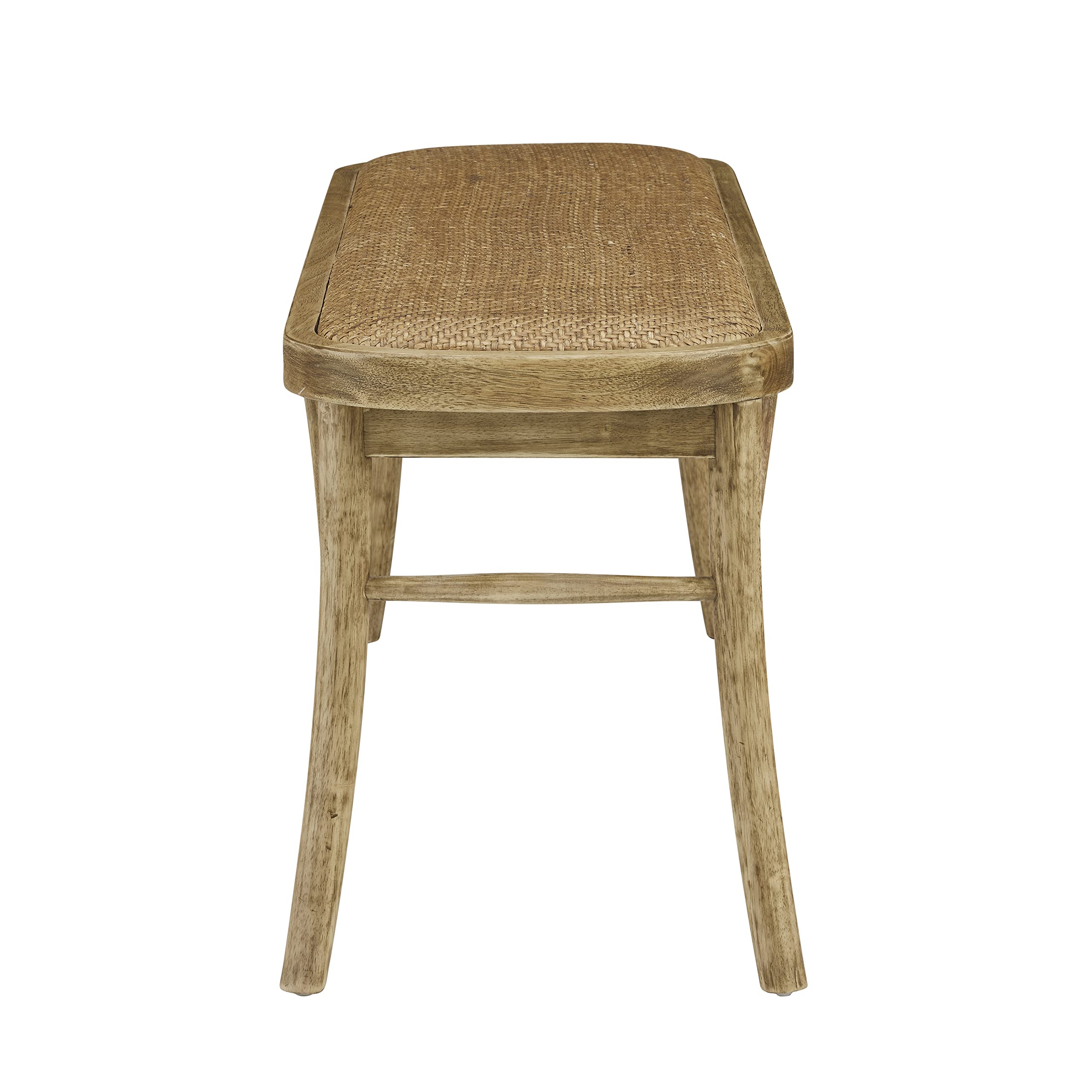 Linon Hank Natural Bentwood Bench with Natural Woven Rattan Seat