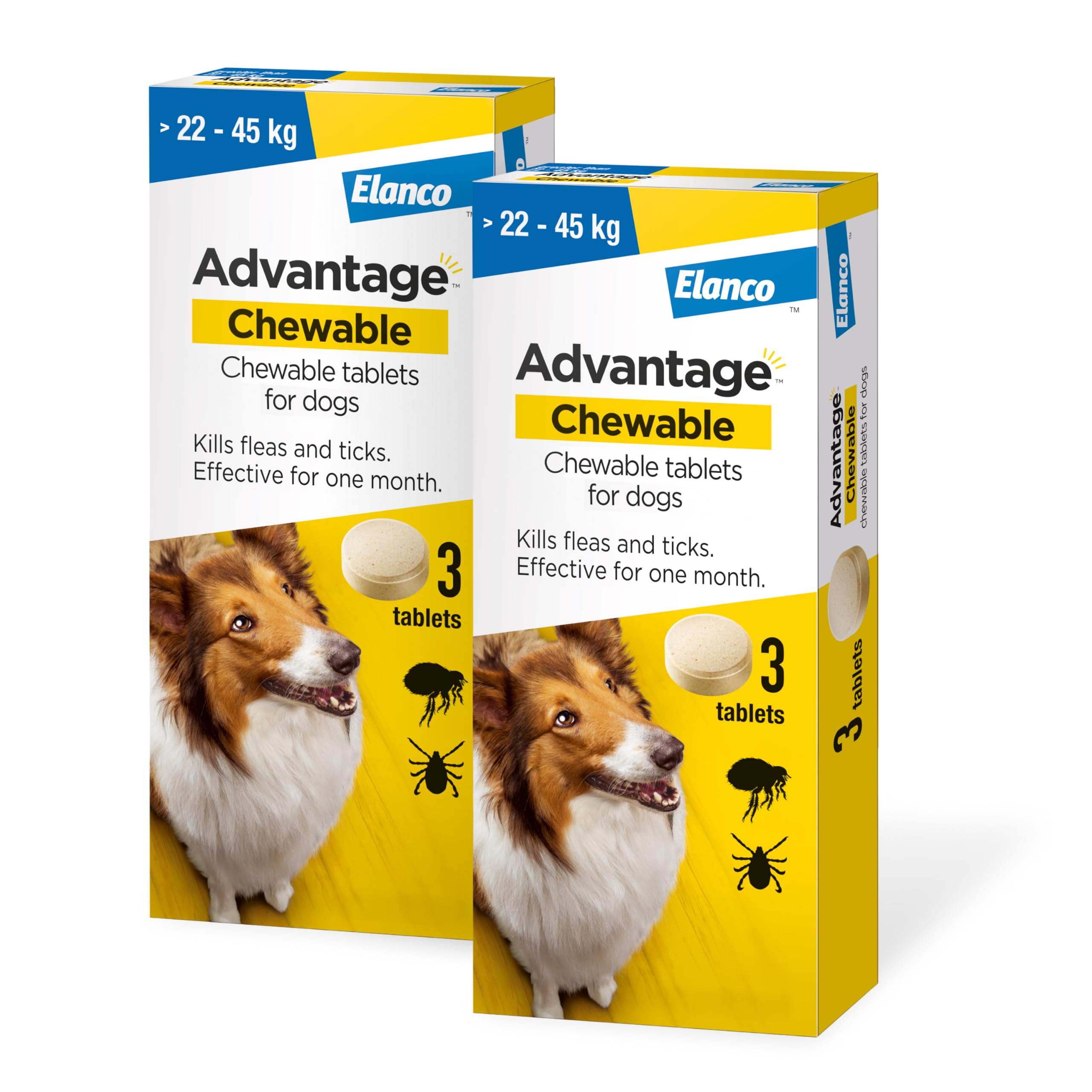 Advantage Chewable 900mg Chewable Tablets for Dogs >22-45kg (6 pack), Flea and Tick Treatment, Fast Acting Kills Fleas Within Hours, Prevention Lasts For A Month, Easy To Administer
