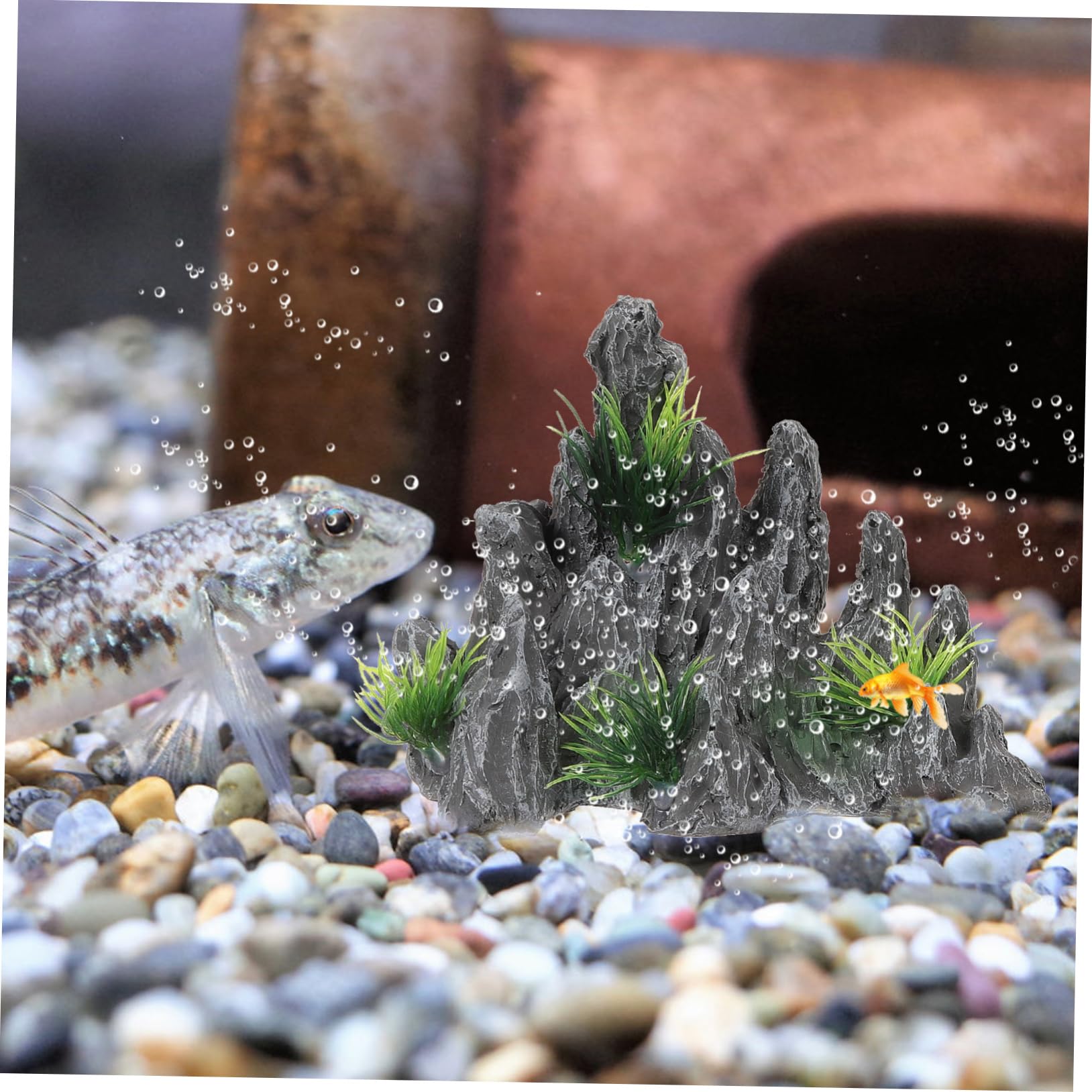 OUNONA Decoración del Paisaje del Acuario Decoración De Acuario De Peces Decoraciones De Peceras Acuarios Estatua De Rocalla Pecera Rocalla Resina 2 Piezas X 4