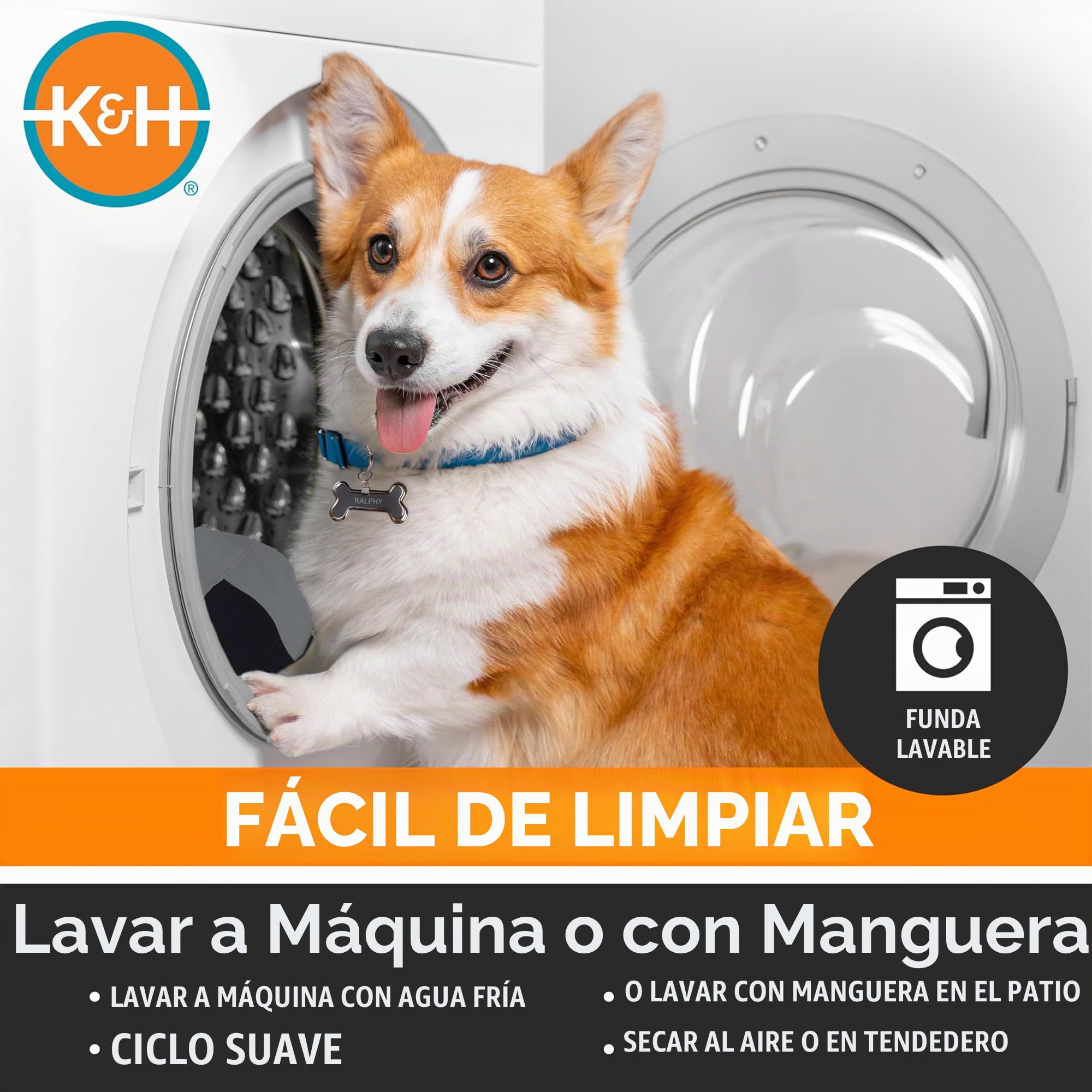 K&H Pet Products - Cama elevada refrescante para Perros con Malla Transpirable Lavable, Patas de Goma Antideslizantes, Cuna portátil para Interiores y Exteriores, Malla Gris/Negra XL