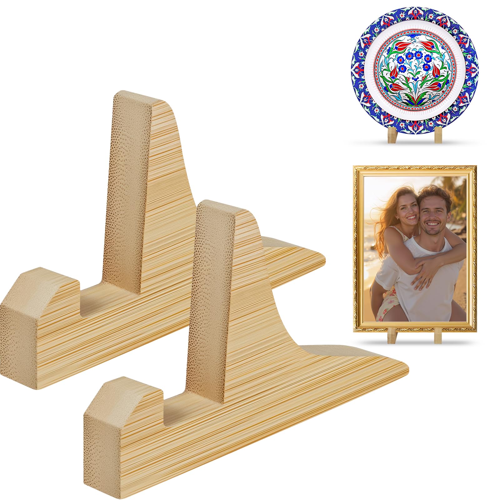 Kepfire Wood Adjustable Small Plate Stand for Display,2 Pack