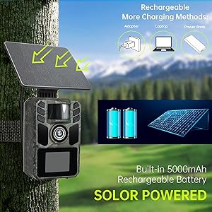FKPCAM Trail Camera 4K 64MP Solar WiFi Game Hunting Camera with Night Vision Built-in 5000mAh Battery, IP67 Waterproof, Motion Activated, 64GB Memory Card