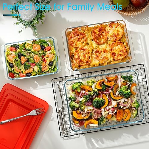 Miniatura 7 de NUTRIUPS Plato para hornear de vidrio profundo de 1.5+2.4+3.7 cuartos de galón, 11.5 x 8 x 3 pulgadas, 9.5 x 7 x 2.7 pulgadas y 8 x 6 x 2.4