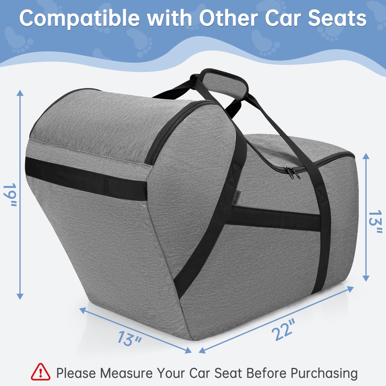Borsa da viaggio imbottita per seggiolino auto per aereo, borsa da viaggio per seggiolino auto compatibile con tutti i seggiolini e le basi per auto Nuna Pipa, borsa a quadri per cancello