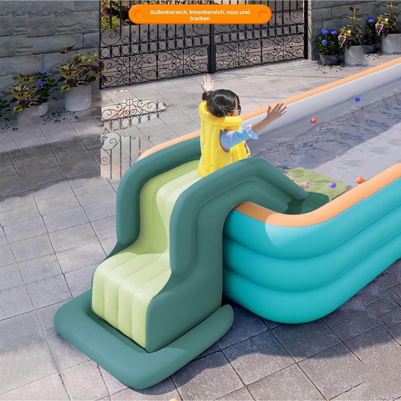 Aufblasbare Pool Rutsche, Aufblasbare Wasserrutsche Für Pool, Anti-Rollover-Poolrutsche, Kinder-Vergnügungsparkrutsche Für Den Außenbereich