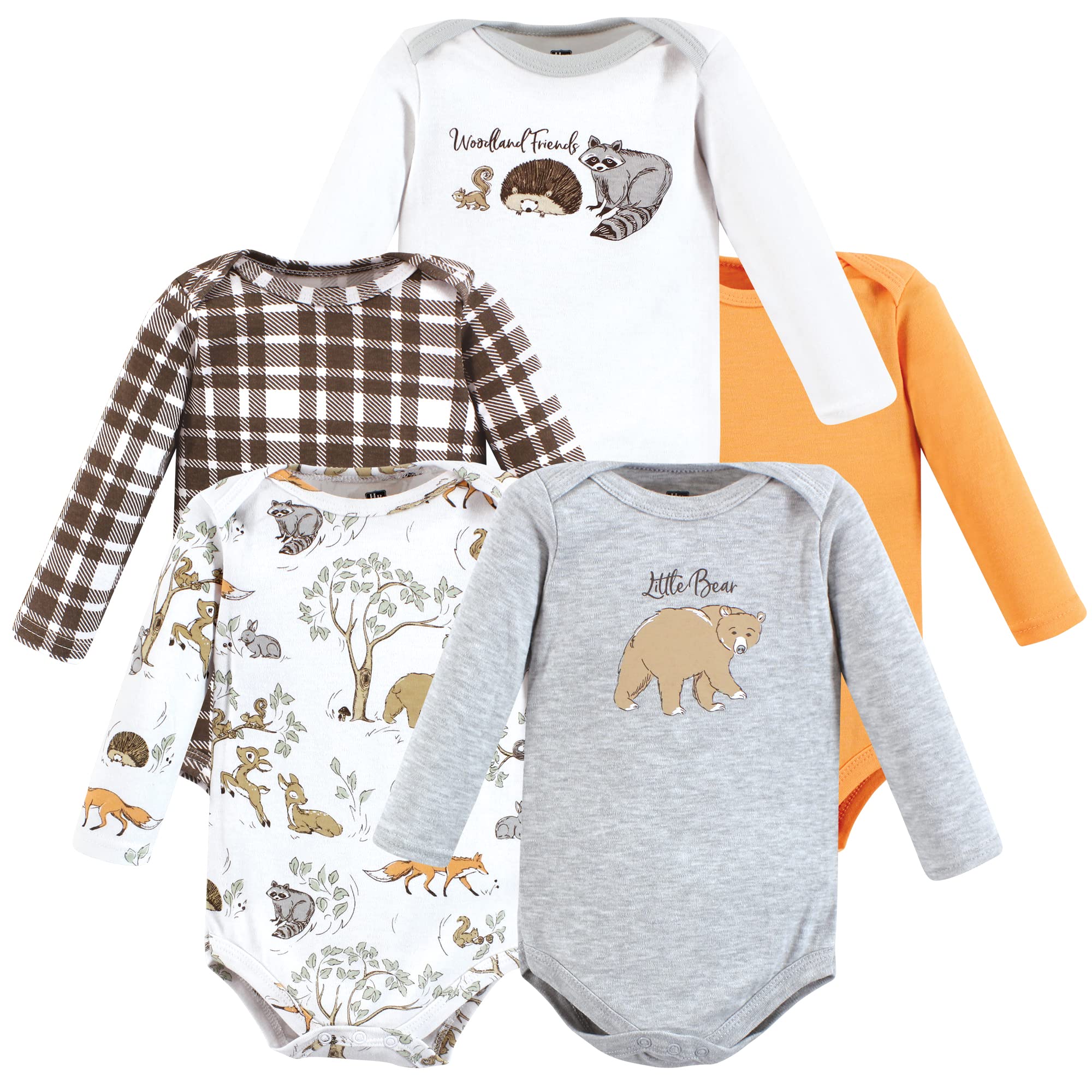 Hudson Baby baby-boys Cotton Long-sleeve Bodysuits 5-pack