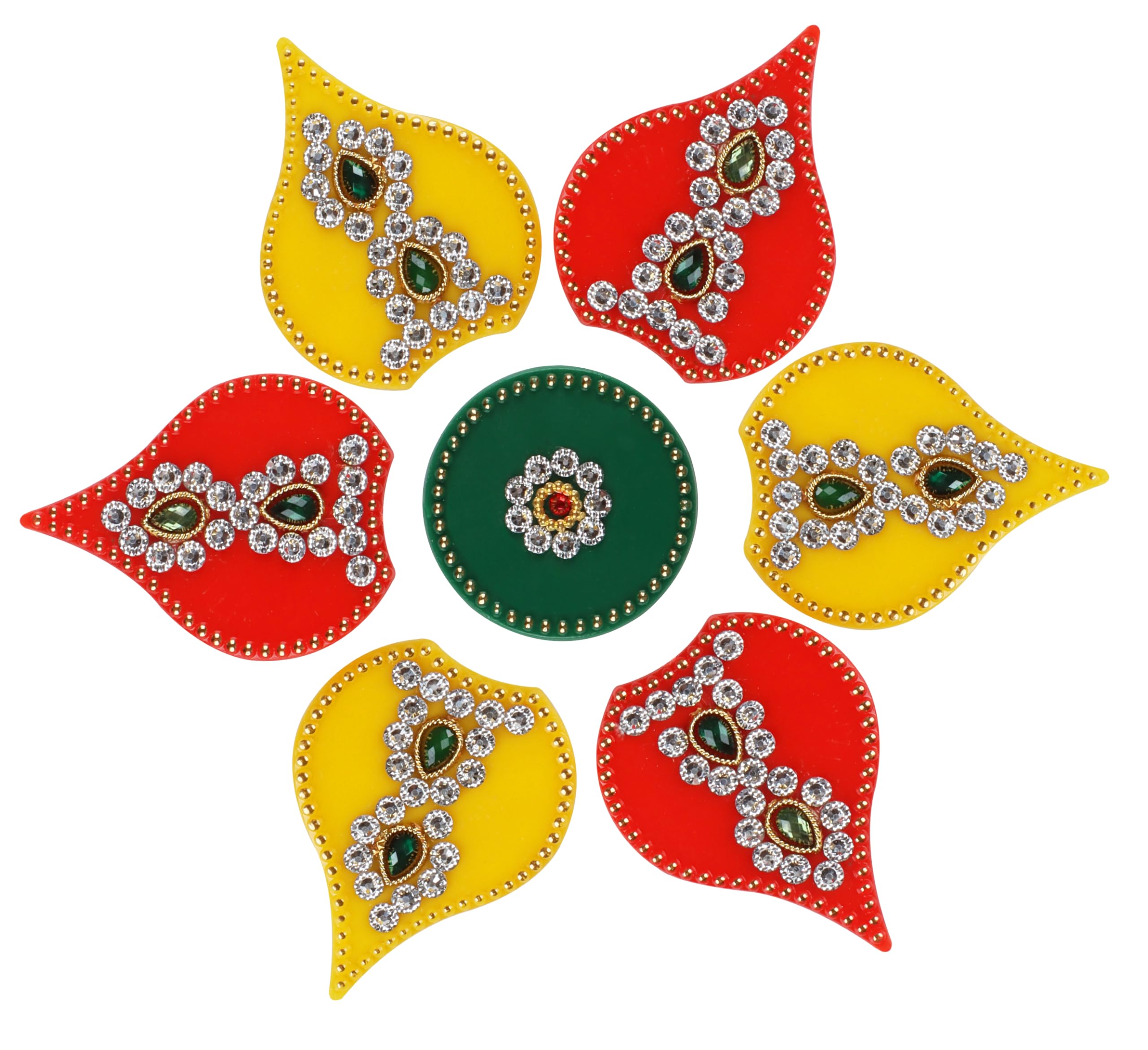 Medium Size Diwali Acrylic Rangoli Stencils Handmade Rangoli Sticker Home Decor Floor Decorative Stones - 8 Inches (Design 4)