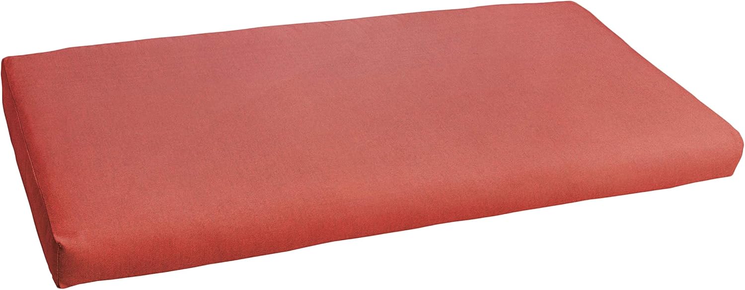 Sorra Home Sunbrella Bristol Bench Cushion with Round Front - Fade & Water Resistant, Outdoor & Indoor Long Patio Cushion with Plush Foam & Seat Ties - Canvas Henna (45" x 18" x 2")