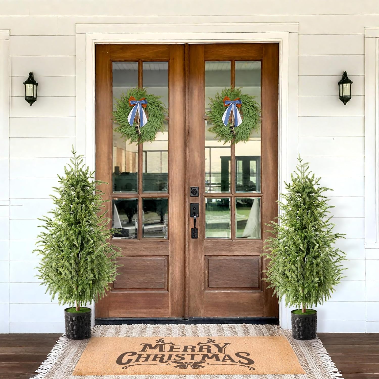 Christmas Decorations - Outdoor Christmas Tree - 2 Pack 3FT Artificial Norfolk Pine Tree - Xmas Decor for Home Indoor Outdoor Entryway Party Living Room Office Porch