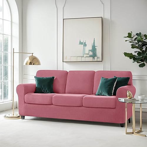 Vista 433 de CHUN YI - Funda elástica para sillón (3 piezas), funda para sofá de 1 plaza con un respaldo y cojín separado con banda elástica, tela jacquard